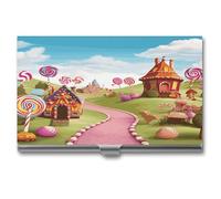 YHNNH Porte-cartes de visite fin et portable en alliage d'aluminium pour cartes de visite, porte-cartes de crédit en métal imprimé paradis de fruits pour homme et femme