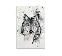 YHNNH Poster mural style classique avec motif loup, aquarelle, décoration parfaite pour bibliothèque, bar ou home cinéma, 60 x 90 cm, sans cadre
