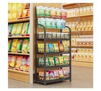 YHNNH, Présentoir de Bonbons de supermarché à 4 étagères, Support de Concession Commerciale for Sac de Chips/Boissons/Pains, Station de collation sur Pied(Black,60x27x146cm)