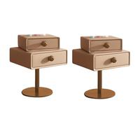 YHNNH Table d'appoint Haute for canapé, Petite Table de Chevet, tiroir supérieur Rotatif, Rangement, Table de Nuit for Petit Espace, Salon, Chambre à Coucher(Light Brown,50x40x60cm)