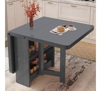 YHNNH, Table de Salle à Manger Pliante, Table à abattant Peu encombrante avec étagère de Rangement à 2 Niveaux, Table de Cuisine Pliable en 3 Formes(Grå,140x60cm/55.1x23.6in)