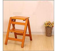 YHNNH Tabouret à échelle en Bois Massif, échelle de ménage Pliante à Deux marches, Tabouret Multifonctionnel, Chaise d'escalier(Orange)