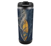 YHNNH Tasse à café de voyage étanche en acier inoxydable avec couvercle - Motif imprimé planche de surf - 380 ml