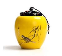 YHNNH urne funéraire pour Animaux, Urne funéraire décorative en céramique for Cendres d'animaux de Compagnie, Chiens, Chats, Humains, for Chien, Chat ou d'oiseaux(Yellow a)