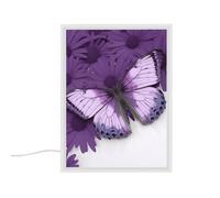 YHNNH Veilleuse de table compacte en forme de papillon violet - Lampe de chevet portable avec prise et port de charge USB