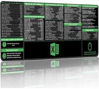 YHODCUIF Excel Shortcuts Tapis de souris, 90 x 40 cm, raccourcis clavier, sous-couche de raccourcis excel allemand, version Pro améliorée, bords cousus, dessous antidérapant, tapis de clavier