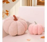 Yhoelata Automne Coussin Citrouille, Lot de 2 Coussin Forme de Citrouille, Coussins Décoratif Halloween, Coussins Esthétique pour Canapé en Velours Teddy, Cadeau 20 et 30cm