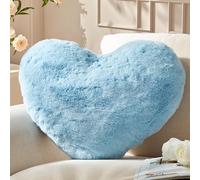 Yhoelata Coussin Coeur Groß, Coussin en Forme de Coeur Bleu, Oreiller Cœur Coussins Décoratif en Peluche, Coussins Décoration Canapé, Deco Chambre Ado Fille, 38x48 cm