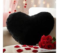 Yhoelata Coussin Coeur Groß, Coussin en Forme de Coeur Noir, Oreiller Cœur Coussins Décoratif en Peluche, Coussins Décoration Canapé, Deco Chambre Ado Fille, 38x48 cm