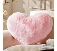 Yhoelata Coussin Coeur Groß, Coussin en Forme de Coeur Rose Clair, Oreiller Cœur Coussins Décoratif en Peluche, Coussins Décoration Canapé, Deco Chambre Ado Fille, 38x48 cm