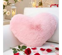 Yhoelata Coussin Coeur Groß, Coussin en Forme de Coeur Rose, Oreiller Cœur Coussins Décoratif en Peluche, Coussins Décoration Canapé, Deco Chambre Ado Fille, 38x48 cm
