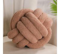 Yhoelata Coussin décoratif à nœuds - Coussin décoratif esthétique en velours Teddy - Rond - Pour canapé, lit et chambre à coucher - Idéal comme cadeau - 28 cm