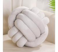 Yhoelata Coussin Noeud Gris Clair, Coussins Rond Decoration Chambre, Coussin Deco Salon Aesthetic, Coussins Canape Decoration, Decoratif Lit Enfant, 22cm