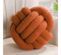Yhoelata Coussin Noeud Marron, Coussin Rond Balle Decoration Chambre, Coussin Canape Decoration Sherpa, 28cm