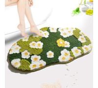 Yhoelata Tapis de salle de bain mignon à motif floral mousse, tapis de toilette à fleurs, tapis de bain à fleurs, tapis décoratif à poils longs, doux, absorbant, antidérapant pour lavabo, baignoire