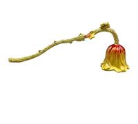 YHomU Éteignoir à Bougie Floral doré, Finition émaillée, Manche Long de 16,2 cm, Style Ancien élégant, Accessoire décoratif en métal pour mèche et Bougie parfumée