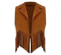 Yhong Costume De Cow-boy Occidental Pour Filles Veste Sans Manches Front Ouvrir Rétro Ancien Costume Faire La Fête Halloween Carnaval Brun 7-8 ans