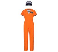 Yhong Costume De Prisonnier Pour Halloween Enfants Combinaison De Prisonnier À Rayures Tenue Détenu Vêtements Prison Costumes Cosplay Orange 5-6 ans
