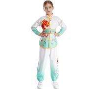 Yhong Enfants Garçons Filles Kung Fu Hauts et Pantalons de Jogging Ceinture Ensemble Arts Martiaux Performances Costume Vêtements de Tai Chi Vert clair 4-5 ans