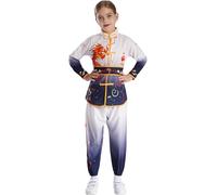 Yhong Enfants Garçons Filles Kung Fu Hauts et Pantalons de Jogging Ceinture Ensemble Arts Martiaux Performances Costume Vêtements de Tai Chi Noir 5-6 ans