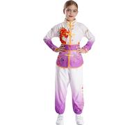 Yhong Enfants Garçons Filles Kung Fu Hauts et Pantalons de Jogging Ceinture Ensemble Arts Martiaux Performances Costume Vêtements de Tai Chi Violet 5-6 ans