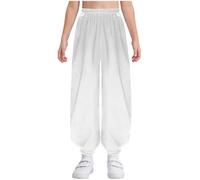 Yhong Pantalons Duniforme De Kung Fu pour Enfants Pantalons De Satin À Ceinture Élastique Et Jambes Larges Costume De Danse Arabe Indienne Blanc 13-14 Ans