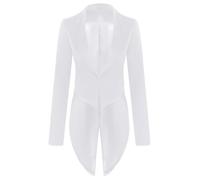 Yhong Veste de Costume Queue d'Hirondelle Longue Rétro Pour Femmes, Manteaux de Robe de Smoking De Fête, Costume de Magicien, Tenue de Fête Cosplay Blanc XXL