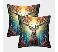 YHOPJKFRA Cerf sacré Housse De Coussin Imprimé DécoRatif DécoRation avec Motifs Imprimés Souple pour Canapé Sofa Lit Maison Extérieur Lot De 2 45x45cm