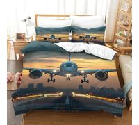 YHOPJKFRA Imprimé 3D Avion de passagers Parure De Lit Microfibre Super Douce Et Respirante Housses De Couettes 3 Pièces avec Taies d'oreiller King(220x240cm)