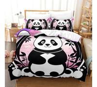 YHOPJKFRA Panda 3D Imprimée Literie Enfants Lits en 3Pcs Microfibre Housse De Couette avec Taie d'oreiller Enfants Adolescents avec Fermeture Éclair Double（200x200cm）