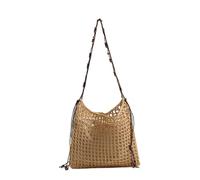 YHOPJKFRA Sac carré en paille avec perles en bois, sac à bandoulière creux tendance, sac de plage pour femme | brun