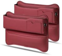 YHQKJ Voiture Siège D'écart Organisateur pour Toyota Corolla Cross (XG10) 2022 2023, BoîTe De Rangement en PU Cuir avec Trou de Charge USB Avant Siège Accessoires,C/Red