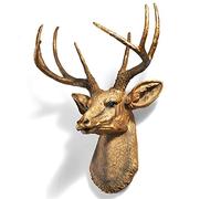 YHRJ Papercraft 3D Animaux Deco Murale Metal,Tete De Cerf Decoration Murale Peluche,Sculpture De Tête De Cerf Rétro Doré, Décoration Murale De Simulation De Salon, Résine Écologique, 4 Styles