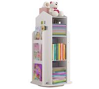 YHRJ Rangement Livre Enfant roulettes Étagère Rotative pour Enfants À La Maison, Support De Rangement pour Jouets Au Sol De La Maternelle, Petite Étagère en Forme De Maison, Installation Facile