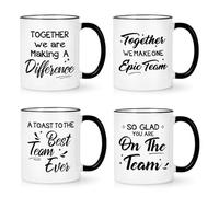 YHRJWN Lot de 4 cadeaux d'équipe, cadeaux « Best Team Ever », cadeaux de remerciement pour employés, cadeaux de groupe pour collègues, cadeaux inspirants pour employés, tasse pour employés, 325 ml