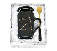 YHRJWN - Tasse à café Capricorne, signe du zodiaque Capricorne, cadeau Capricorne pour femmes, filles, hommes, adolescents, cadeau d'anniversaire de Noël pour 12 amateurs d'astrologie horoscope, tasse noire de 414 ml avec coffret cadeau