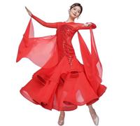 Yhsgscr Robe Compétition Danse Salon Moderne Professionnelle Femme Tenue Body Ajusté À Paillettes Valse Grande Jupe Évasée