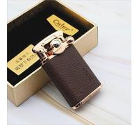 YHSGY Briquet à kérosène en Cuir grainé personnalité créative à l'ancienne Briquet Ultra-Mince Coupe-Vent Tout Briquet en métal Emballage de boîte-Cadeau (Color : E)