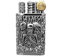 YHSGY Briquet au kérosène Vintage Briquet en Laiton au kérosène Antique, Cadeau d'anniversaire for Homme Briquet Coupe-Vent réutilisable (Carburant Non Inclus) (Color : Silver)