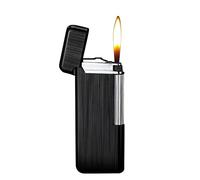 YHSGY Briquet de Poche Fin Portable, Briquet au Design Cool en métal brossé, Briquet Fin à Flamme Douce avec Rouleau d'allumage Vertical, Cadeau créatif for Homme (Color : Noir)