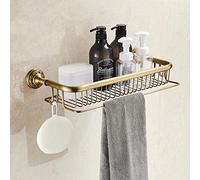 YHSGY Étagères De Salle De Bain en Laiton Antique Shampooing Bain À Un Niveau Support De Rangement De Salle De Bain Support Mural Étagère De Salle De Bain avec Porte-Serviettes 45 Cm