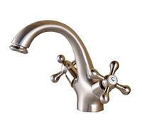 YHSGY Laiton Antique Lavabo Robinet Lavabo Mitigeur Double Cross Head Poignée Monotrou Eau Chaude Et Froide