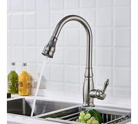 YHSGY Robinet D'Évier De Mitigeur De Cuisine À Double Jet Brosse Chromée Évier De Cuisine Robinets De Mélangeur D'Eau Froide Et Chaude Pivotant À 360 Degrés