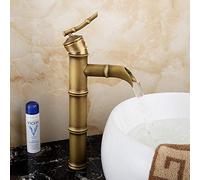 YHSGY Robinets de Lavabo Antique Laiton Bambou Style Mitigeur Cascade Salle De Bains Bassin Vanité Évier Robinet Mélangeur Robinet