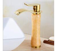 YHSGY Robinets de lavabo Robinet De Lavabo En Or Et Eau Chaude Et Froide Robinet De Lavabo En Cascade Avec Robinet À Cascade En Laiton Et En Jade Robinet Lavabo