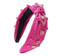 Yhsioaklo Bandeau de cheveux noué avec strass, bandes de cheveux de Saint pour femmes - Bandes larges avec strass et coeur d'amour,Décorations élégantes pour costumes de fête de Noël, accessoire pour