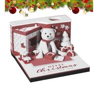 Yhsioaklo Calendrier artistique 3D 2025 - Calendrier de table 2025 - Bloc-notes - Calendrier de table - Motif ours de Noël - Notes autocollantes - Calendrier 2025 avec lumières LED - Sculpture sur