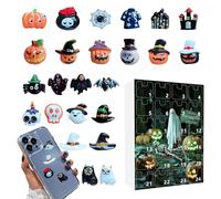 Yhsioaklo Calendrier de l'Avent d'Halloween - Sculptures décoratives pour les vacances - Décoration de bureau - Couronne de l'Avent de 24 jours avec figurines étranges pour étagère de cheminée, bureau