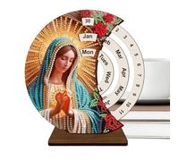 Yhsioaklo Calendrier en bois pour bureau - Kit d'art fait à la main avec strass - Support de bureau, ornements de table pour étagère, salle de classe, hôtel, appartement, chambre à coucher, dortoir