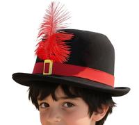 Yhsioaklo Chapeau de mousquetaire en feutre noir, accessoire de robe de costume historique | Chapeaux de gentleman Fedoras Adulte, Large Chapeau de Bim Plume | Nouveauté Couvre-chef respirant